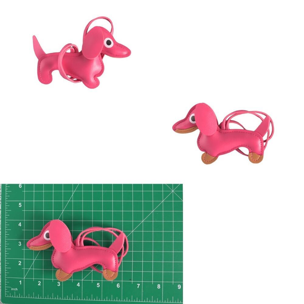 Dachshund Bag Charm Keychain Faux Leather Dog Mom Y2K Cottagecore Fuchsia NWOT - Picture 8 of 10